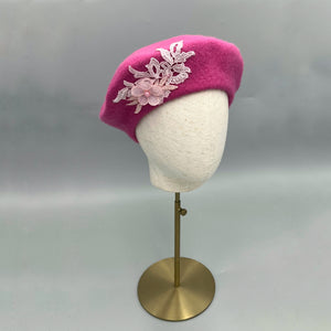 Pink French floral beret