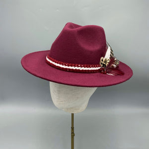 Burgundy red felt fedora