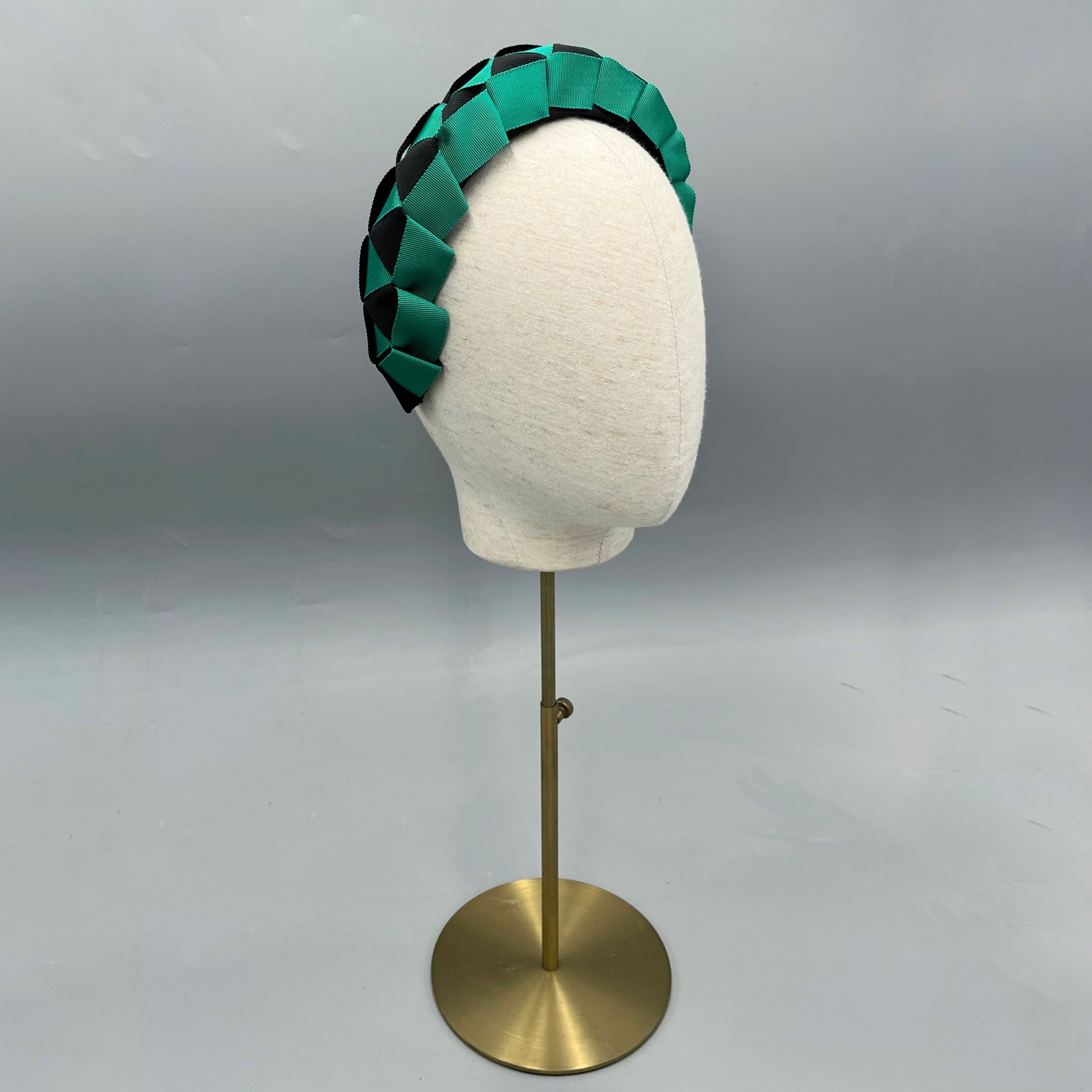 Emerald green and black headband fascinator headpiece origami 