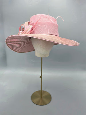 Baby pink large wedding hat 
