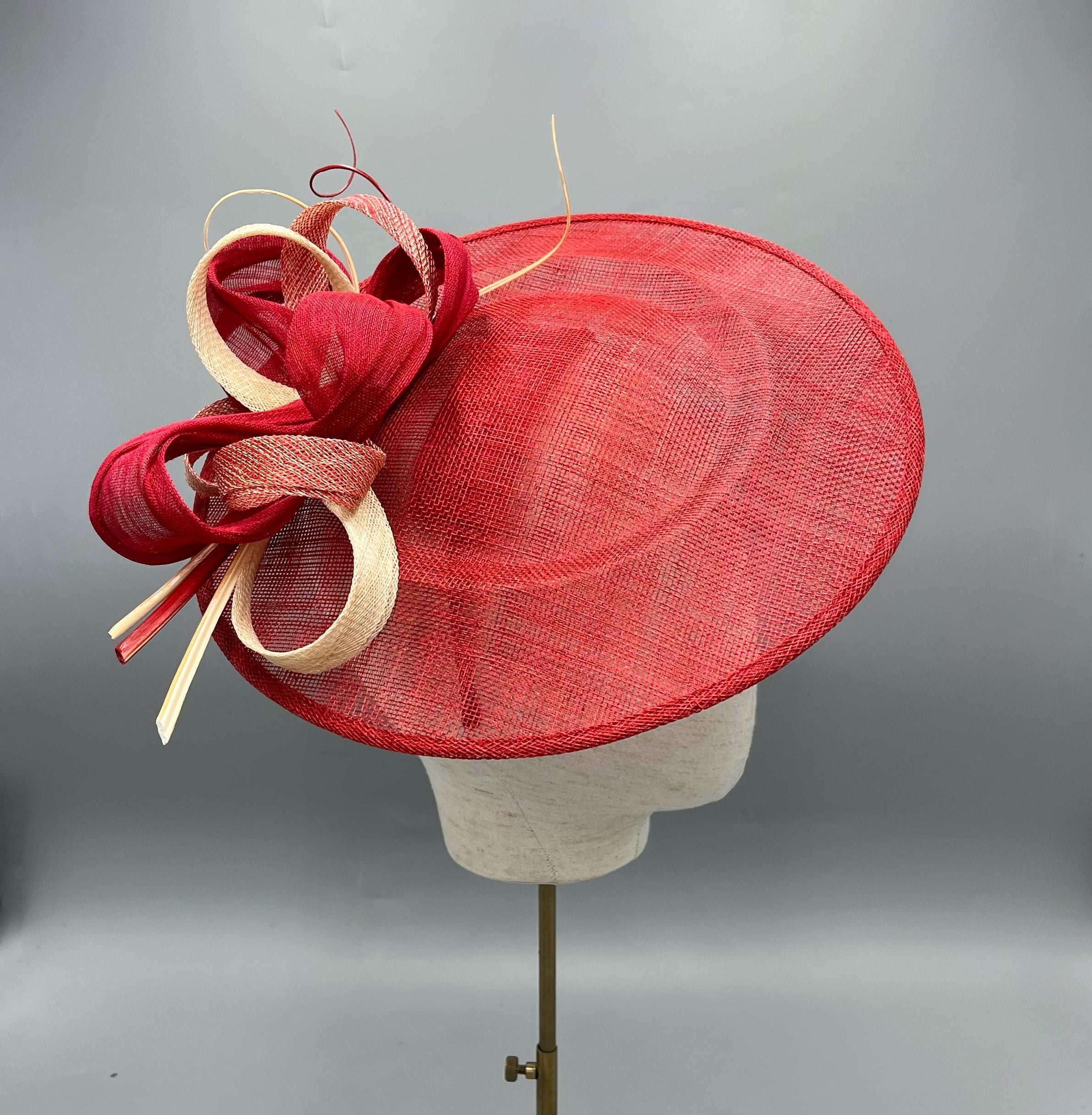 red cream wedding hat fascinator 
