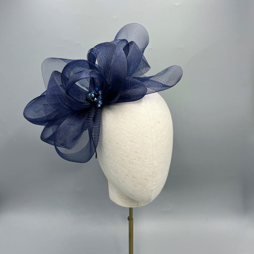 Navy blue crinoline fascinator