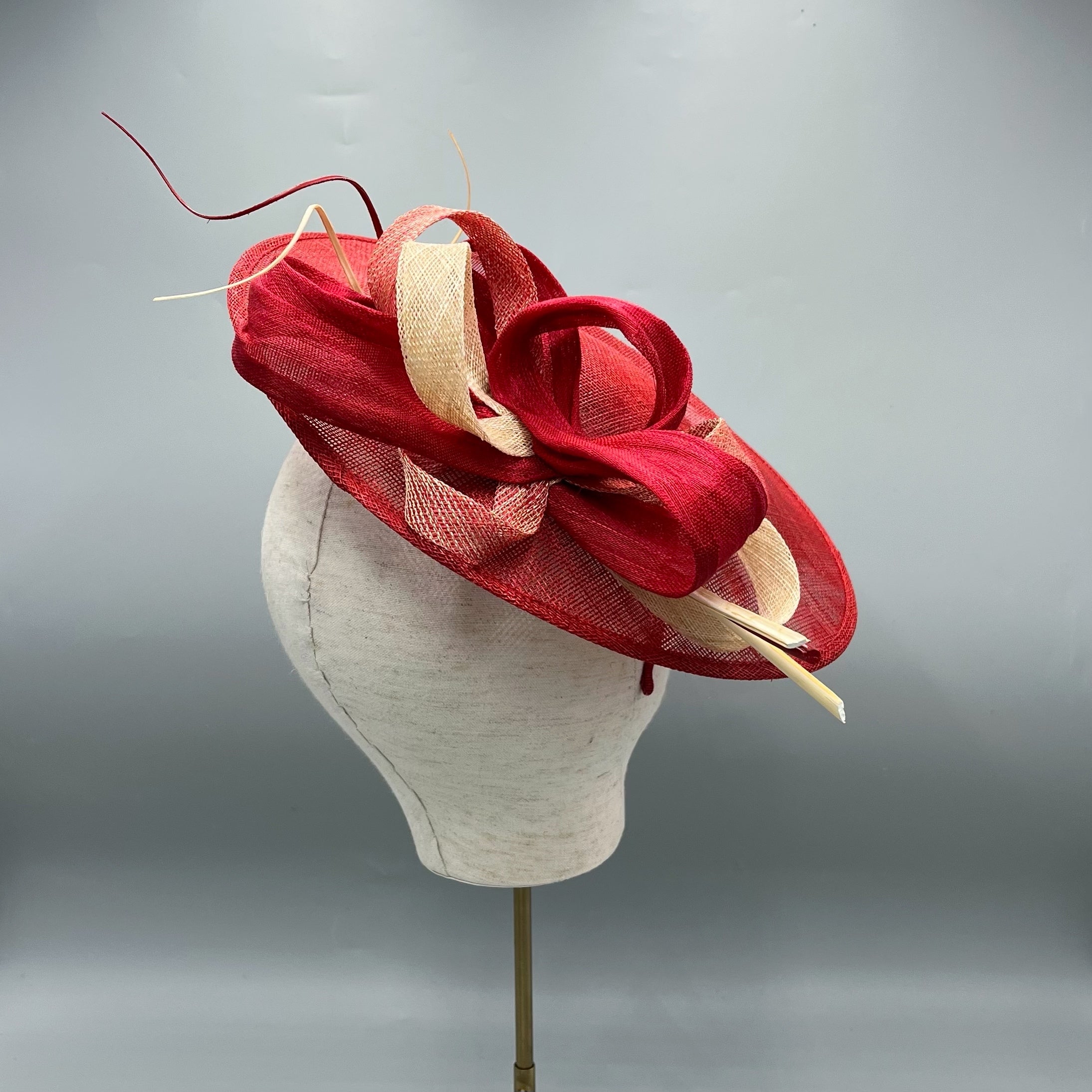red cream wedding hat fascinator