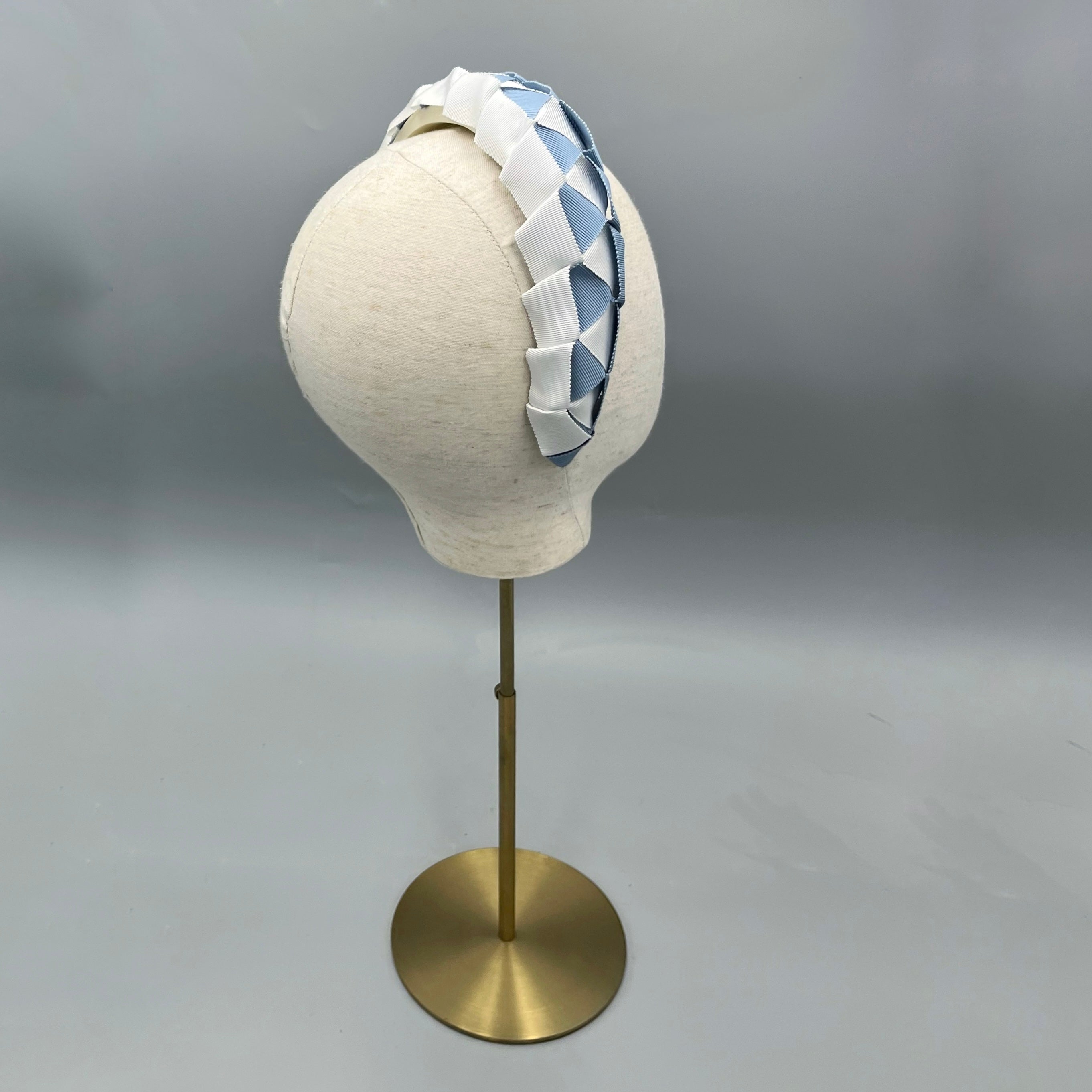 Blue and ivory headband fascinator headpiece 