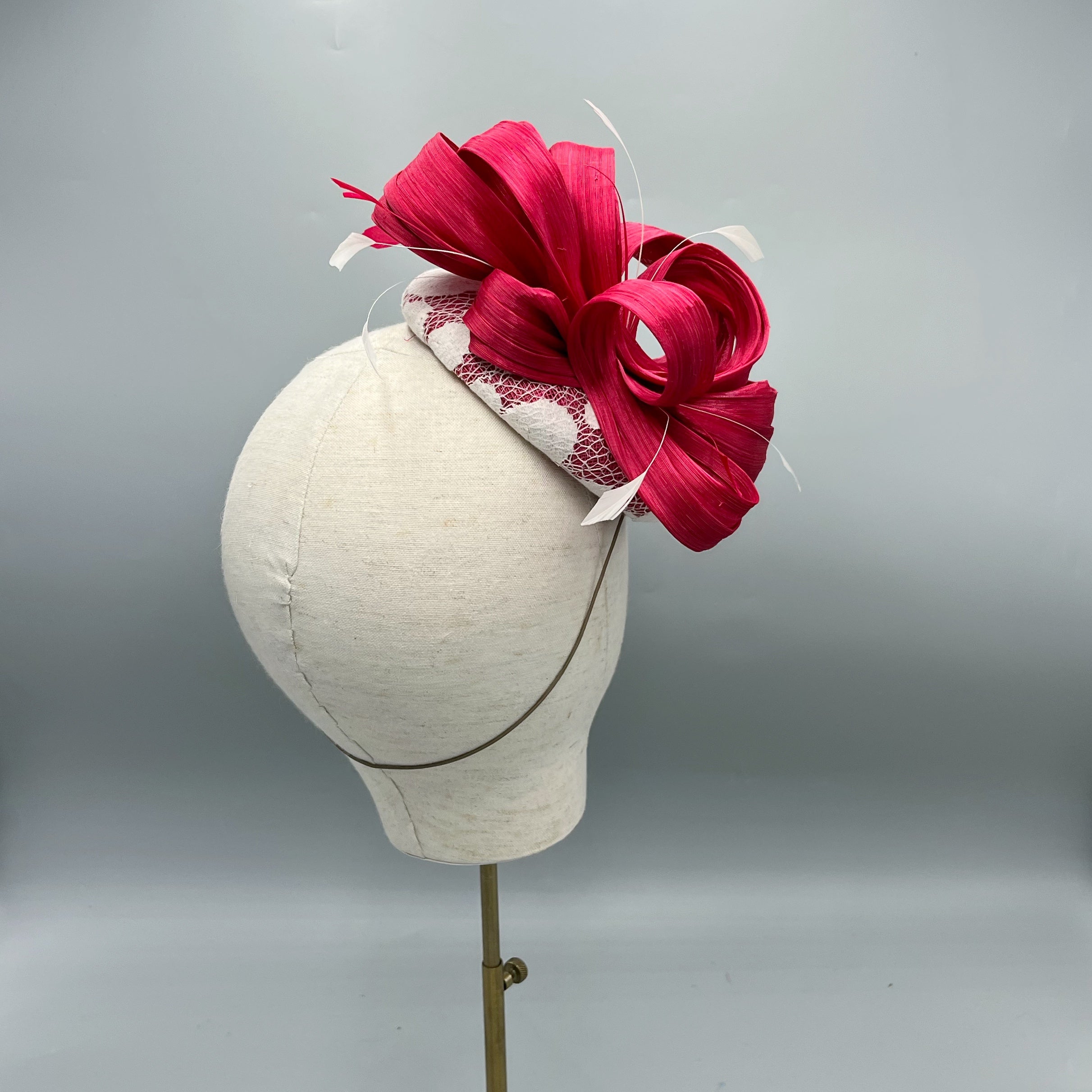 pink and ivory wedding hat fascinator