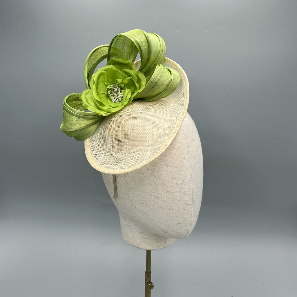 ivory and chatreuse green fascinator