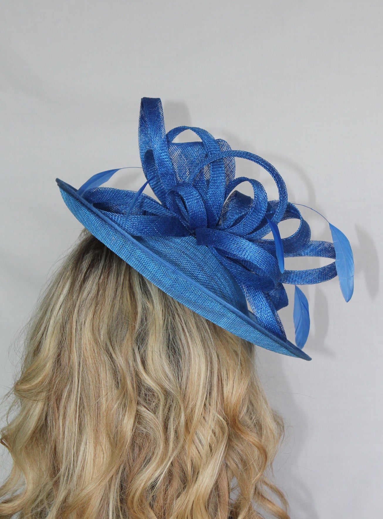 Everlyn fascinator created in electric blue, wedding or raceday headpiece 