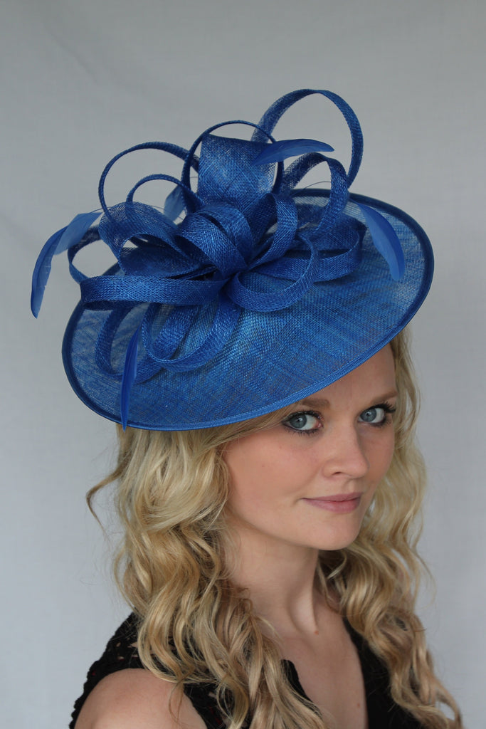 Everlyn fascinator created in electric blue, wedding or raceday headpiece 