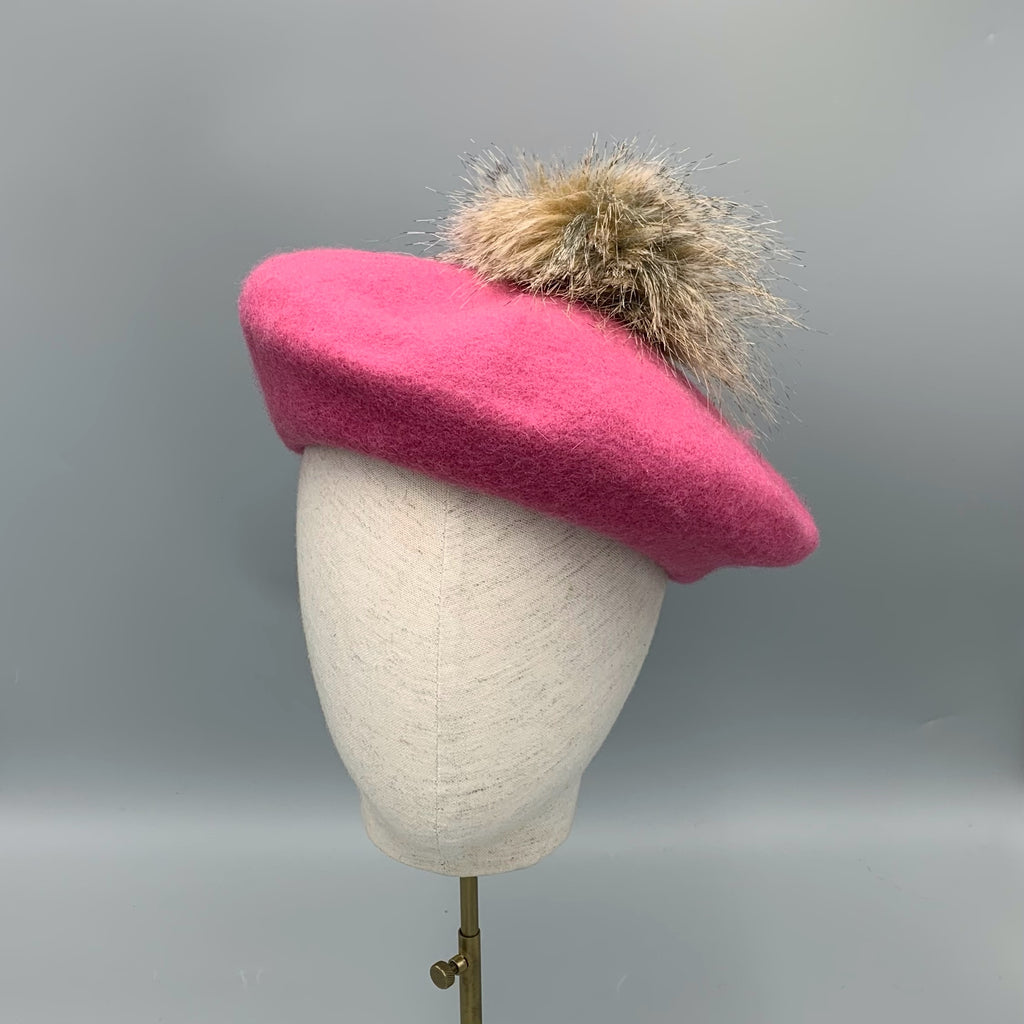 pink wool beret
