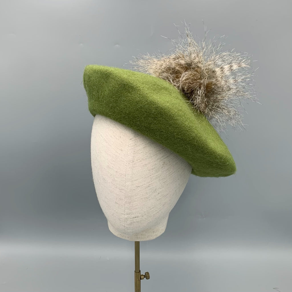 green wool beret
