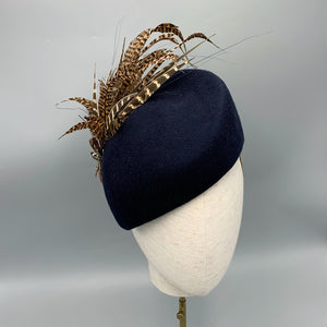 navy blue felt teardrop hat 