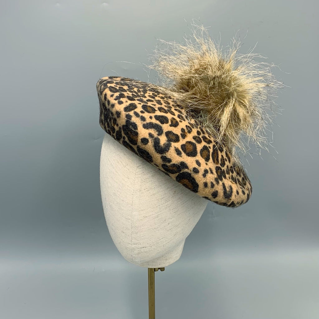 animal print beret