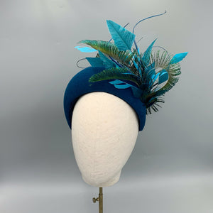 peacock teal halo fascinator