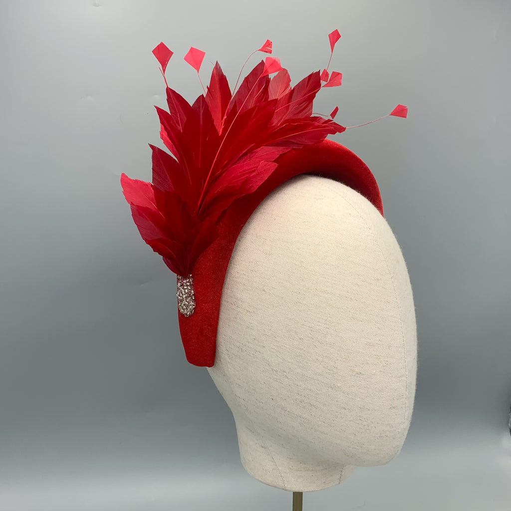 red velvet headband fascinator